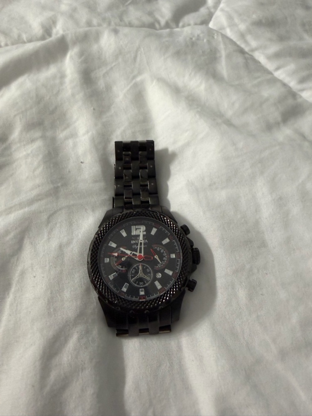 Invicta Black Watch with Red Accents